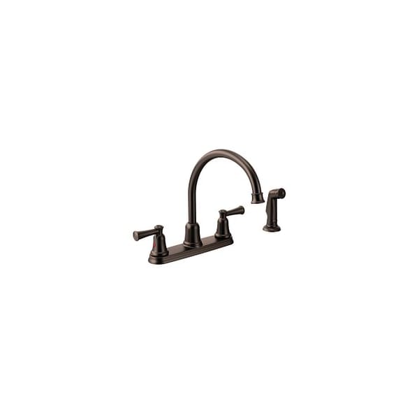 Old World Bronze Two-Handle High Arc Kitchen Faucet